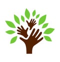 Hand tree logo. Royalty Free Stock Photo