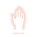 Hand tremor icon, pictogram, symbol. Excessive salivation Shaking hands problem.