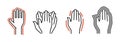 Hand tremor linear icon, pictogram, symbol. Shaking hands problem.