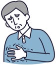 Hand tremor, numbness, male, simple illustration