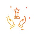 hand trophy reward icon vector design