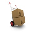 Hand truck with boxes Royalty Free Stock Photo