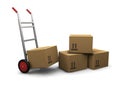 Hand truck with boxes Royalty Free Stock Photo