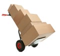 Hand truck with cardboard boxes Royalty Free Stock Photo