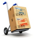 Hand truck with cardboard boxes Royalty Free Stock Photo