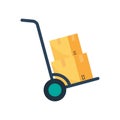 Hand truck with cardboard boxes flat colored icon Royalty Free Stock Photo