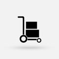 Hand truck with cardboard boxes glyph icon, logistic and delivery, hand dolly sign vector graphics, a solid pattern on a white Royalty Free Stock Photo