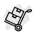 Hand truck with cardboard boxes line amd glyph icon, logistic and delivery Royalty Free Stock Photo