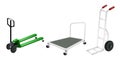 Hand Truck, Dolly and Pallet Truck on White Backgr