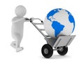 Hand truck and globe on white background