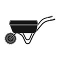 Hand truck with one wheel. Wheelbarrow for the transportation of goods around the garden.Farm and gardening single icon Royalty Free Stock Photo