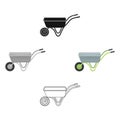 Hand truck with one wheel. Wheelbarrow for the transportation of goods around the garden.Farm and gardening single icon Royalty Free Stock Photo