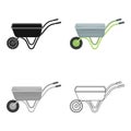 Hand truck with one wheel. Wheelbarrow for the transportation of goods around the garden.Farm and gardening single icon Royalty Free Stock Photo