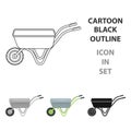 Hand truck with one wheel. Wheelbarrow for the transportation of goods around the garden.Farm and gardening single icon Royalty Free Stock Photo