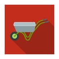 Hand truck with one wheel. Wheelbarrow for the transportation of goods around the garden.Farm and gardening single icon Royalty Free Stock Photo