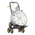 Hand truck with stopwatch. Fast delivery concept, 3D rendering