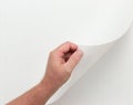 Hand Turning Blank Page with Clipping Paths Royalty Free Stock Photo