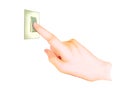 A Hand Turning On/Off A Light Switch. Royalty Free Stock Photo