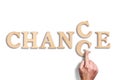 Hand turning the word `change` to `chance` Royalty Free Stock Photo