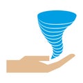 Hand with twister storm protection symbol
