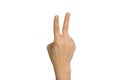 Hand with two fingers up Royalty Free Stock Photo