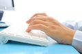 Hand typing on computer keyboard Royalty Free Stock Photo