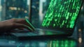 The Hacker's Hand on Keyboard.AI generated image Royalty Free Stock Photo