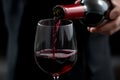 Hand uncorking a bottle of red wine in close-up Royalty Free Stock Photo