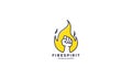 Hand up with fire spirit line logo symbol vector icon graphic design