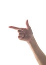 Hand up with pointing finger with rim light isolated on white background clipping path
