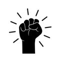 Hand up proletarian revolution, clenched fist hand. Raised fist - symbol of victory, protest, strength, power and solidarity icon Royalty Free Stock Photo