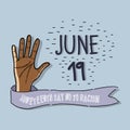 Hand up with ribbon massage to juneteenth celebrate