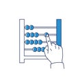 Hand using blue abacus for counting or calculation Royalty Free Stock Photo