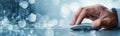 Hand Using Computer Mouse With Digital Data Overlays Royalty Free Stock Photo