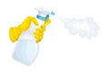 Hand Using Detergent and Disinfectant in Dispenser Bottle Vector Illustration