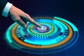 Hand using digital button Royalty Free Stock Photo