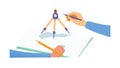 Hand using a drafting compass, precision engineering and design, vector design Generative AI Royalty Free Stock Photo