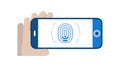 Hand Using Fingerprint Sensor, Smartphone Biometric Access, vector design Generative AI Royalty Free Stock Photo