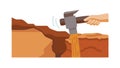 A Hand Using a Hammer and Chisel on a Rock Surface, vector design Generative AI Royalty Free Stock Photo