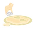 Hand using heart shaped cookie cutter to cut dough. Bakery process, homemade food vector illustration