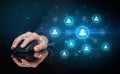 Hand using mouse with human networking concept Royalty Free Stock Photo