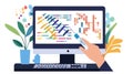 A hand using a pipette near a computer screen displaying colorful dna sequences, symbolizing bioinformatics data analysis Royalty Free Stock Photo