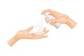 Hand Using Sanitizer Gel as Detergent and Disinfectant Vector Illustration