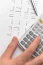 Hand using scientific calculator for business Royalty Free Stock Photo