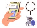 Hand using smartphone biometric authentication with fingerprint and security code for secure access Royalty Free Stock Photo