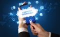 Hand using smartphone with cloud technology concept Royalty Free Stock Photo