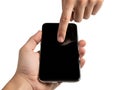Hand using smartphone, isolated on transparent background Royalty Free Stock Photo