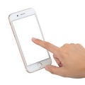 Hand using smartphone, isolated on white background Royalty Free Stock Photo