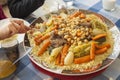 Couscous plate on a family table