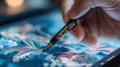 Hand using stylus on digital art screen Royalty Free Stock Photo